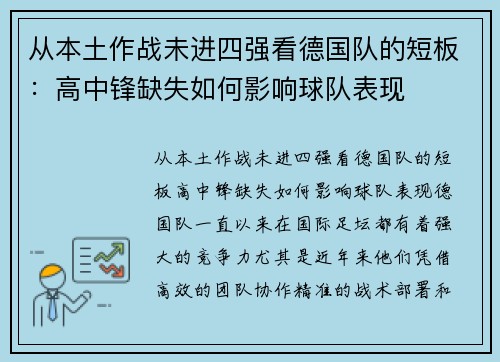 从本土作战未进四强看德国队的短板：高中锋缺失如何影响球队表现